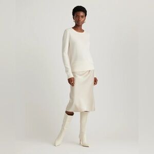 Quince washable silk midi skirt in champagne